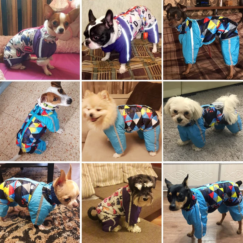 Зимняя одежда для собак Светоотражающие Комбинезоны для щенка куртка для питомца для маленьких собак Чихуахуа Мопс французская одежда для бульдога комбинезоны