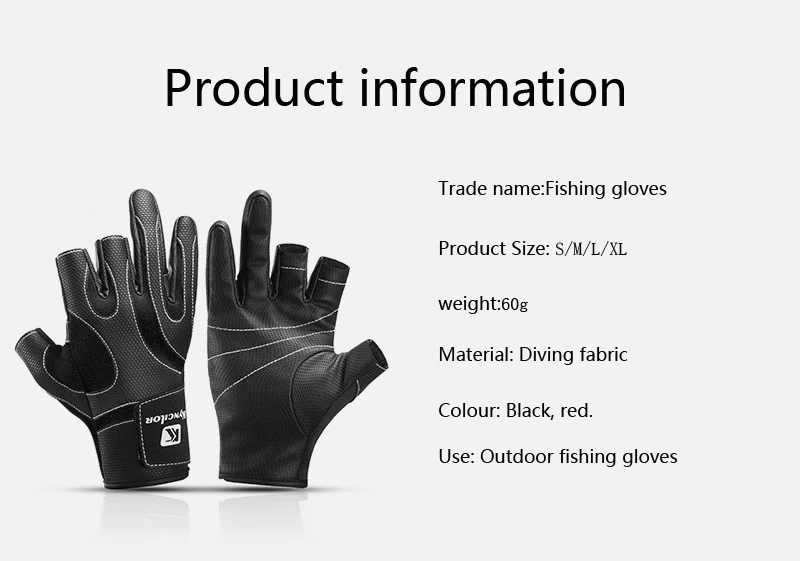 Outdoor Fishing Gloves Outdoor non-slip fishing protective gloves Three fingers to cut exercise half finger
