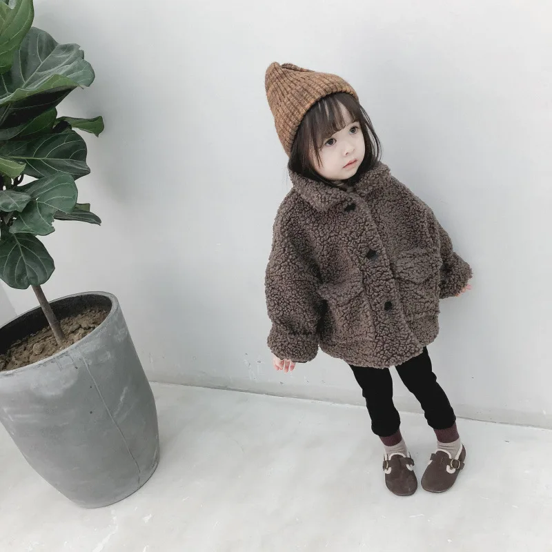 Kids Boys and Girls Plush Fleece Thickened Coat Children Winter Clothing Winter Toddler Girls Lambs Wool Warm Cotton Jacket