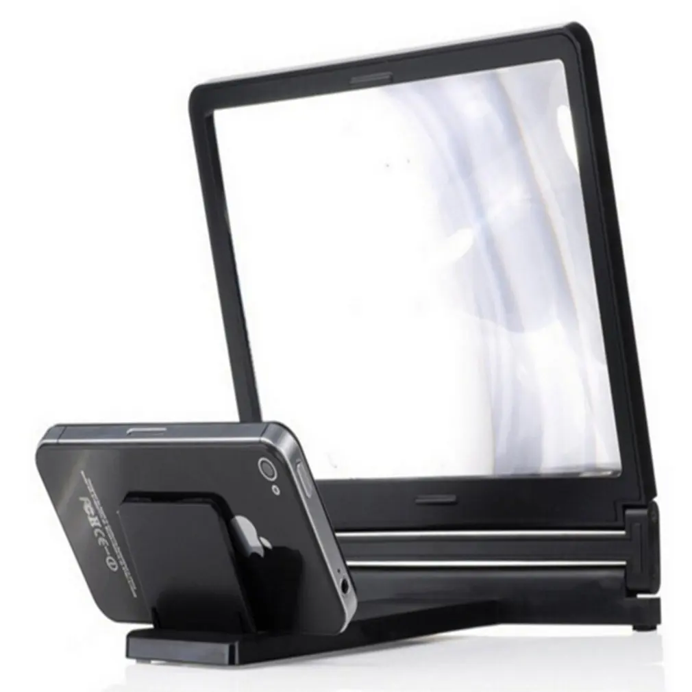 

3D Phone Screen Magnifier Stereoscopic Amplifying 12 Inch Desktop Wood Bracket 3D HD Movie Video Amplifier With Foldable Holder