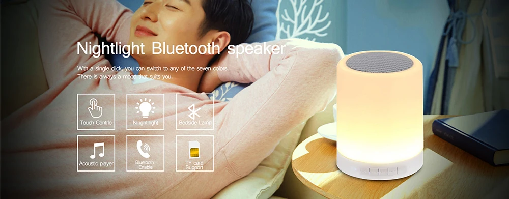 Мини Портативный bluetooth-динамик с сенсорным управлением, цветной Ночной светильник, умная музыкальная лампа, светодиодный динамик, громкоговоритель, сабвуфер, TF карта, AUX