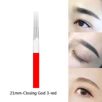 

50pcs 21mm Closing Semi-permanent tattoo embroidery needles Tattoo Eyebrow tips Flat double needle for shader makeup tool