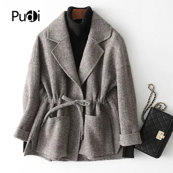 

RO18101 2020 Women Fall Winter new wool herringbone jacket with long style pocket leisure coat