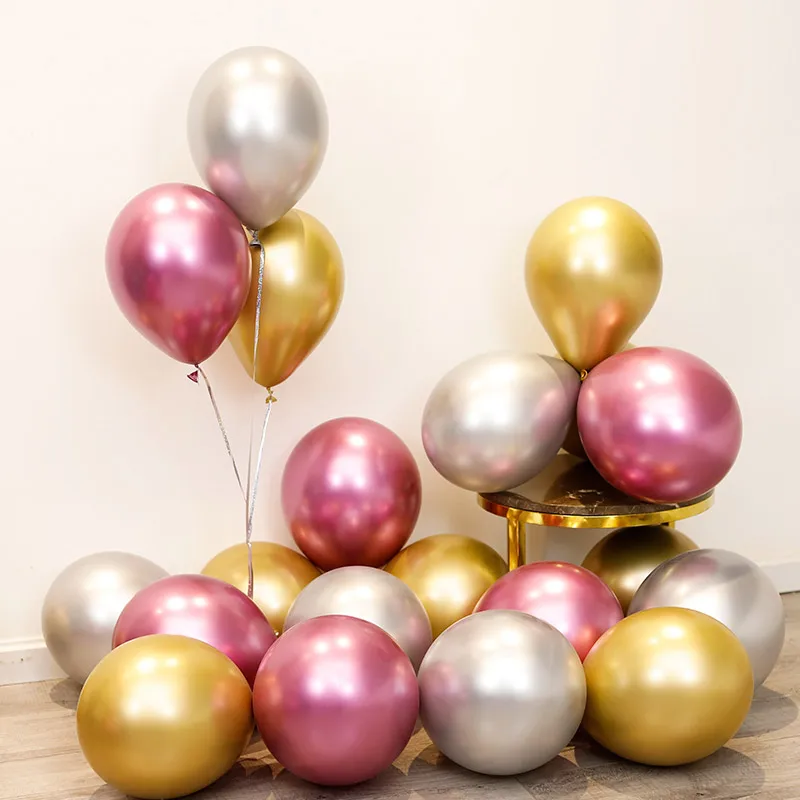 gold silver pink 30/50/100 шт Металлические жемчужные латексные шары для свадьбы, дня рождения настольная лампа для украшения детского душа для мальчиков и девочек, украшения для девичника расходные материалы - Цвет: gold silver pink