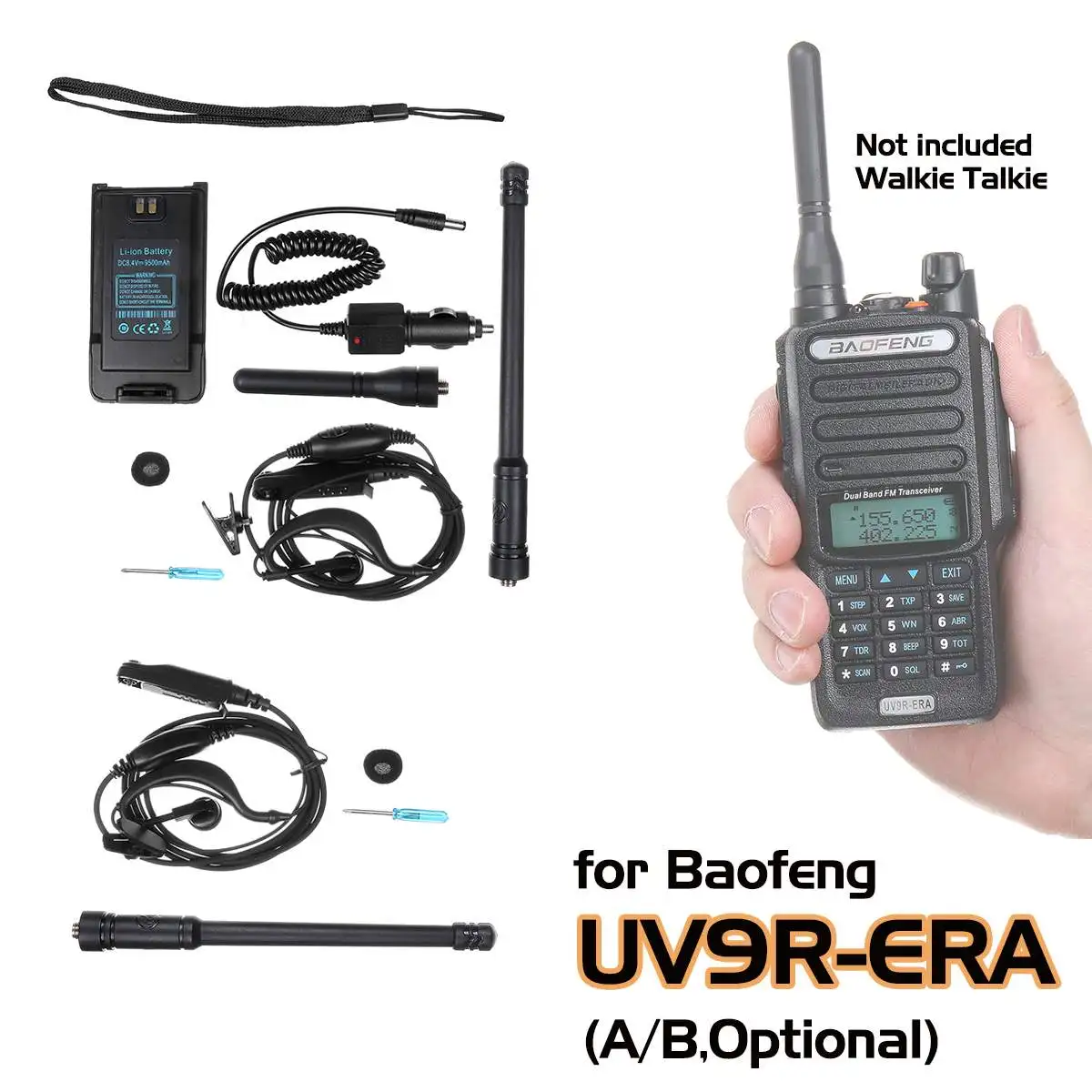 Baofeng Walkie Talkie профессиональные Запчасти Аксессуары антенна наушник отвертка автомобильное зарядное устройство ремешок 9500 мАч литий-ионный