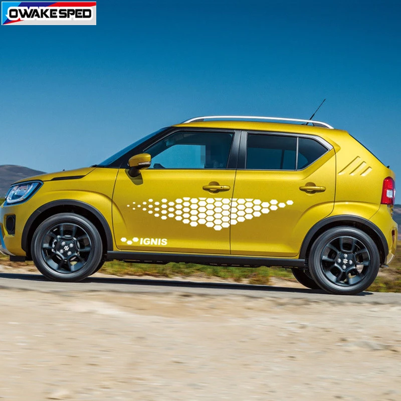 

1 Set Car Sticker Body Door Side Skirt Vinyl Decal For SUZUKI-IGNIS Auto Racing Decal Hexagonal Grahpic Accessories