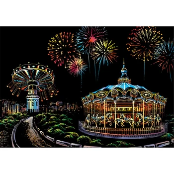 

Amusement Park Night Scraping Painting Paper Scratch Drawing Magic Postcard