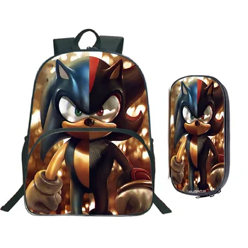 

Sonic Mario School Bags Students School Backpack Fashion Beautiful Surprise Gift School Rucksack (2 Set / Backpack pencil Case)