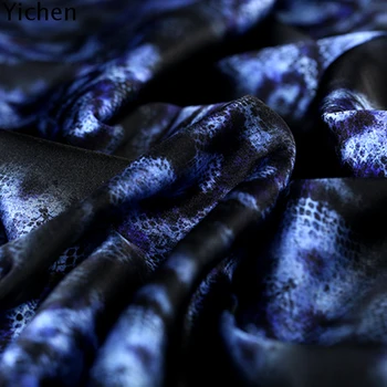 

Blue Snake Print Real Silk Fabric Cloth Printing Elastic Satin Material Beautiful Du Sha Duli Design Flower Animal