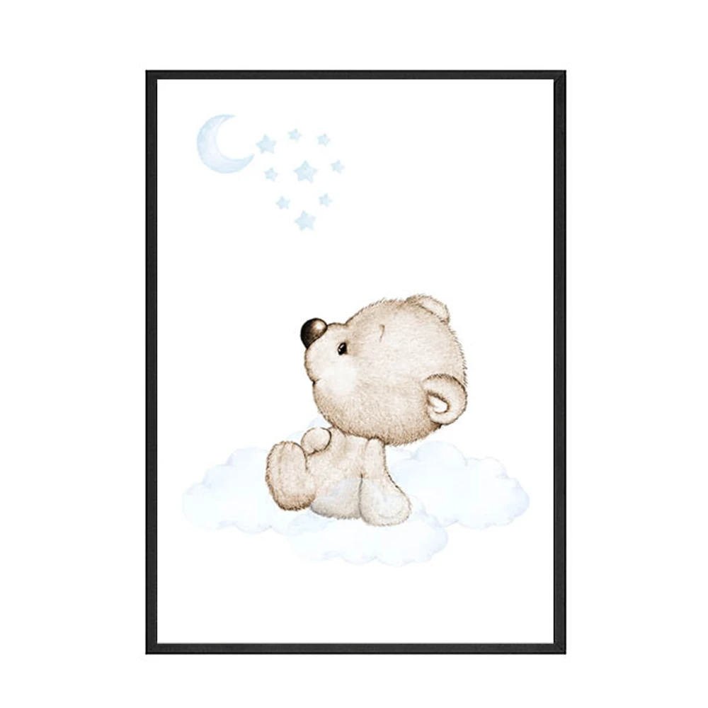 Lovely-Bear-Child-Wall-Poster-Canvas-Art-Print-Simple-Cartoon-Moon-Star-Painting-Nordic-Kids-Decor (2)