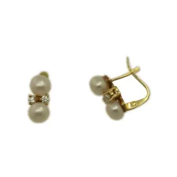 

Earrings in 18 k yellow gold for girl communion double pearl