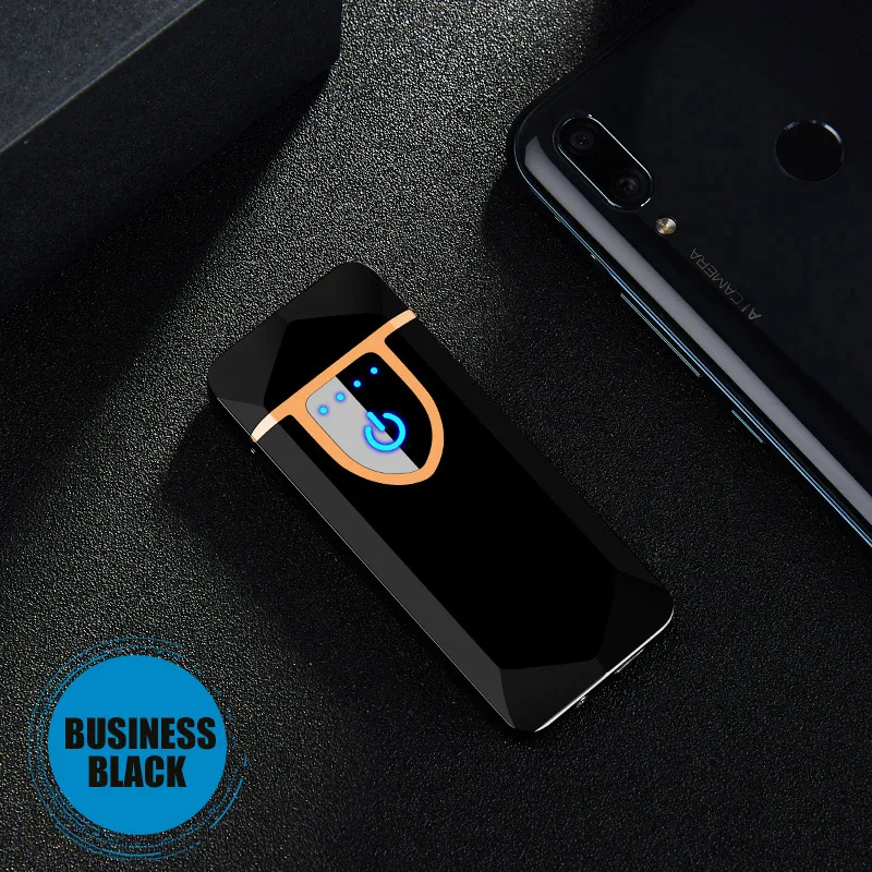 Black ice Зажигалка зарядка ветрозащитная сигарета двойная электрическая зажигалка с подключением к USB беспламенные электронные гаджеты для мужчин - Цвет: Black ice