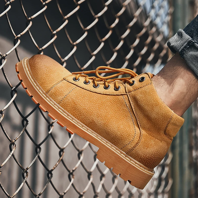 

Men's Shoes Basic ankle Boots Men Brand Classic British genuine Leather Booties Winter Botas lace up Fashion Men's Boots s5