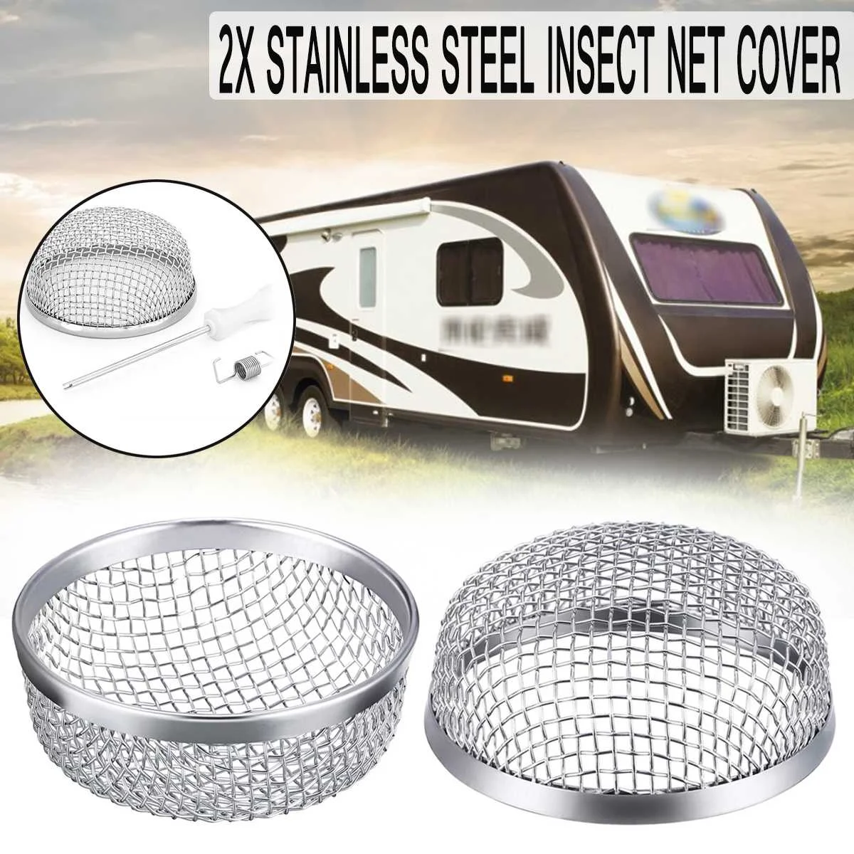 

2pcs Stainless Steel Flying Insect Screen Bug Screen RV Furnace Vent Replacement Camper-Heater Exhaust Screen Cover Mesh