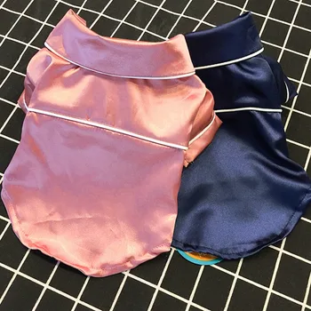 

Pet Dog Pajamas Soft Silk Dog Jumpsuit Clothes Cat Puppy Shirt Fashion Pet Homewear Pink Black Pet Pajamas M