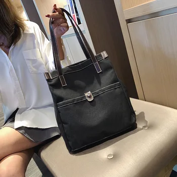 

2020 new fashion modern ladies handbag simple large capacity canvas bag women's shoulder bag