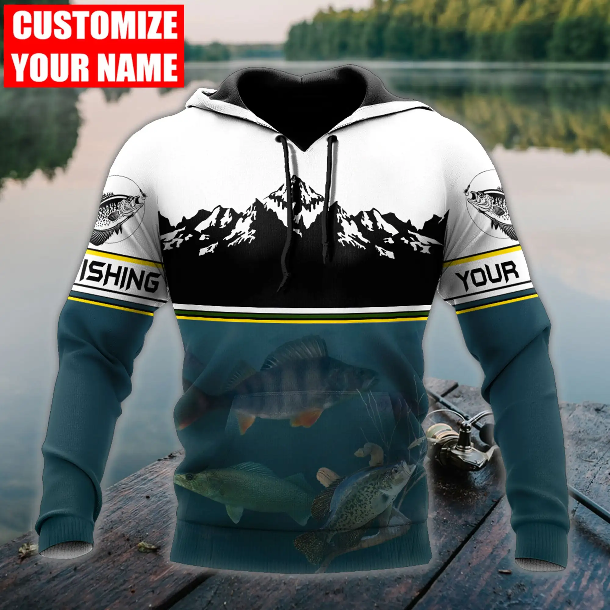 Under Water Fishing Custom Name 3D All Over Printed Men's Hoodie & Sweatshirt Autumn Unisex Zip Hoodies Casual Streetwear KJ827