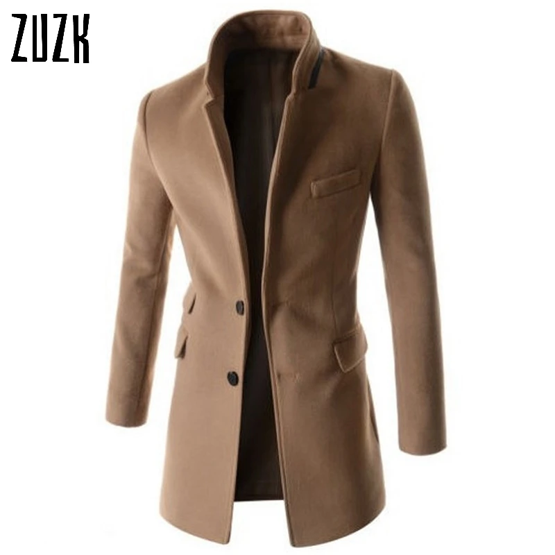 

New Arrive Fashion Men Formal Long Style Solid Trench High Quality Slim Fit Business Trench Coat Men Zanja 13F03