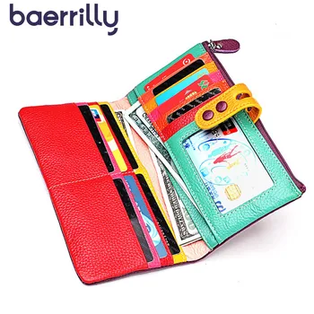 

Colourful Genuine Leather Woman Wallet Fashion Female Long Clutch Bags Coin Purse Girl Carteira Feminina Purses And Handbags