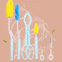 Ершом 7 шт./компл. губка Пластик Стекло чашка для молока воды очистка бутылочка для кормления щетки для соски для бутылочек младенцев аксессуары