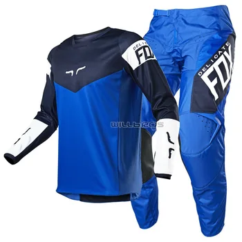 

Free shipping 2021 Delicate Fox MX Dirt Racing Revn Gear Set Motorbike Scooter Riding Suit Men's Street Moto Offroad Blue White