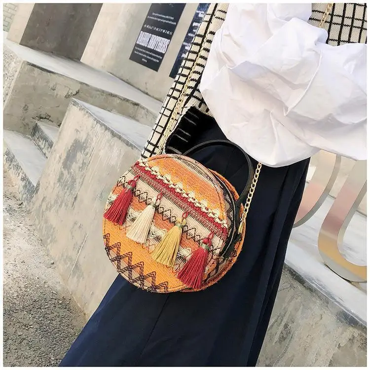 vintage bohemian bag bags chain fringe tassel striped women's handbags purses (20)