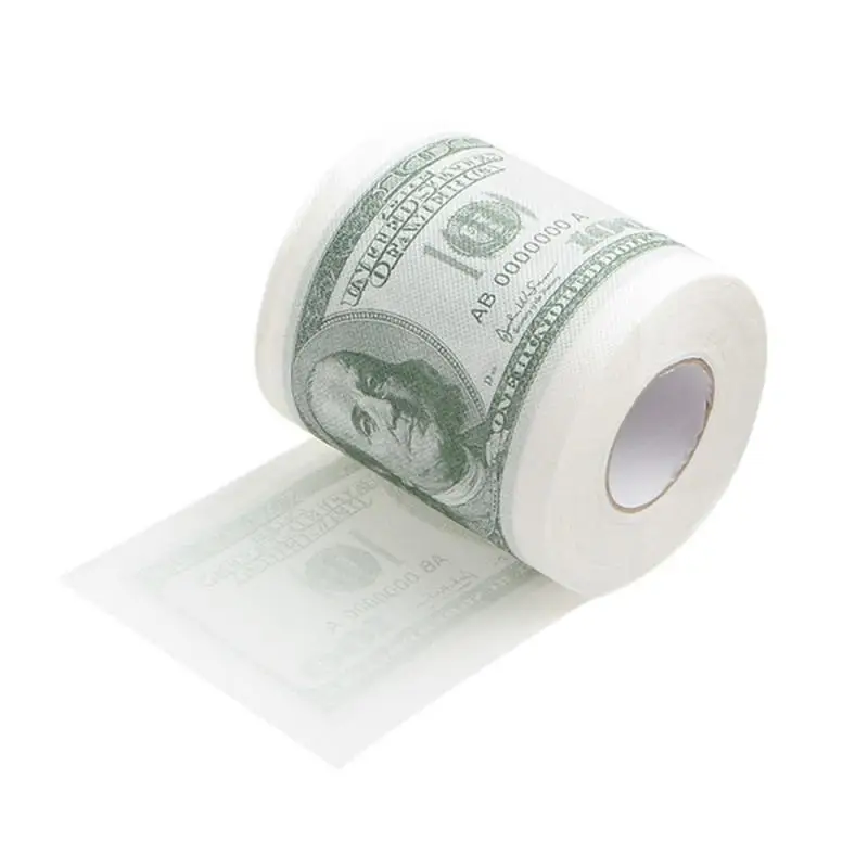 1PC Funny One Hundred Dollar Bill Toilet Roll Paper Money Roll $100 Novel Gift Toilet Tissue Sanitary Paper Wood Pulp