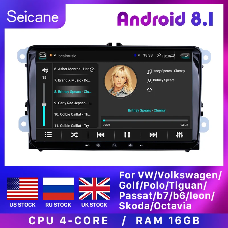 Seicane автомобиль 2Din HD Авто Радио Android 8 1 Navi для VW/Volkswagen/Golf/Polo/Tiguan/Passat/b7/b6/leon/Skoda/Octavia gps