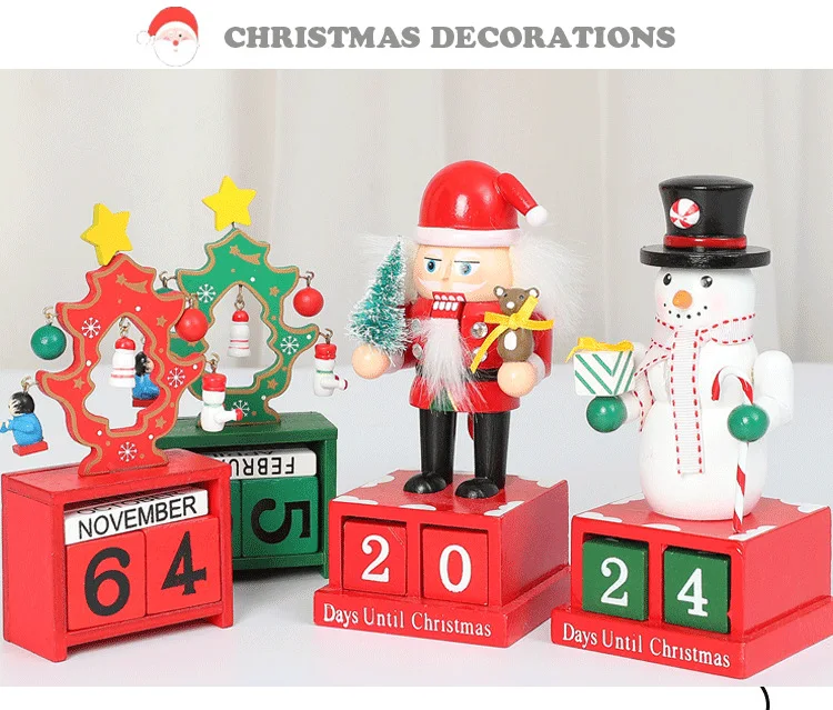 Рождество обратный отсчет Дерево орех солдат оформление календарей офисное настольное украшение ребенок Рождественский подарок украшение