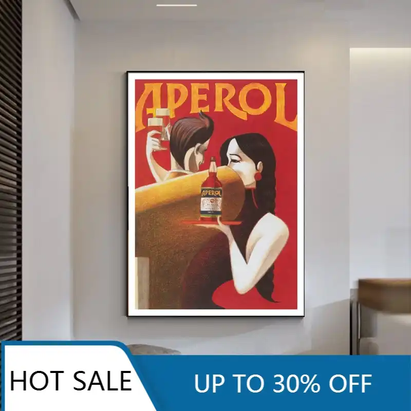 壁アートキャンバス絵画ポスターやプリントのヴィンテージ赤夏のドリンク広告リビングルームのための美的家の装飾 絵画 書道 Aliexpress