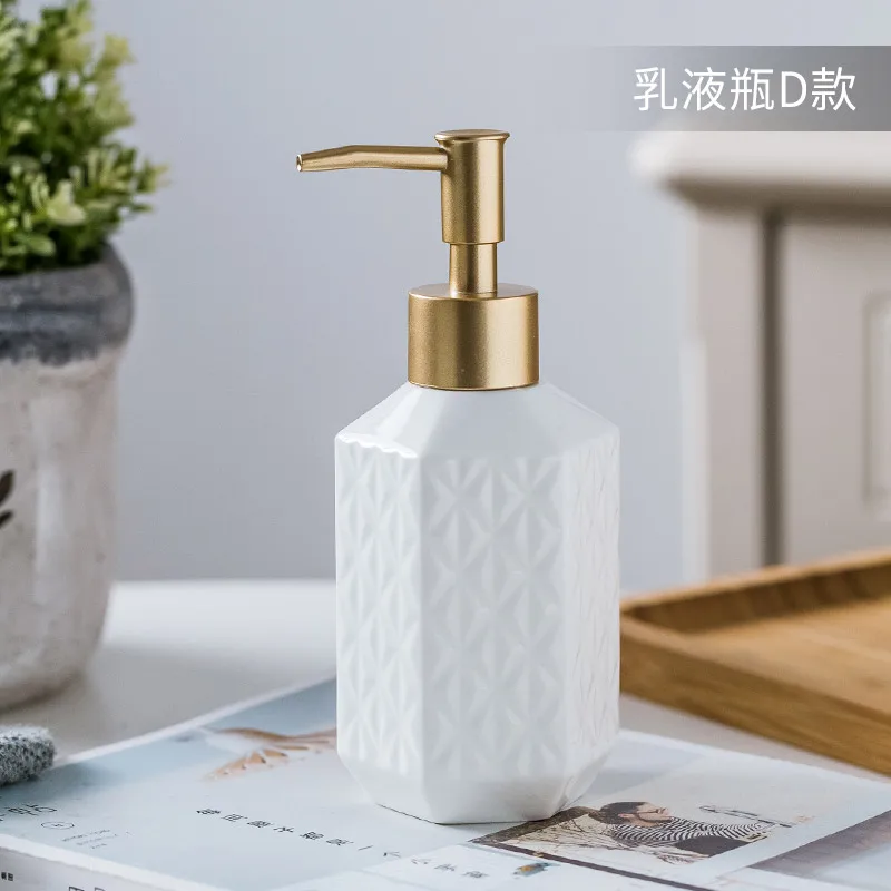 Nordic Ceramic Lotion Bottle Bathroom Accessories Soap Dispenser Hand Sanitizer Bottle Toilet Shower Gel Bottle For Kitchen Hote - Цвет: D