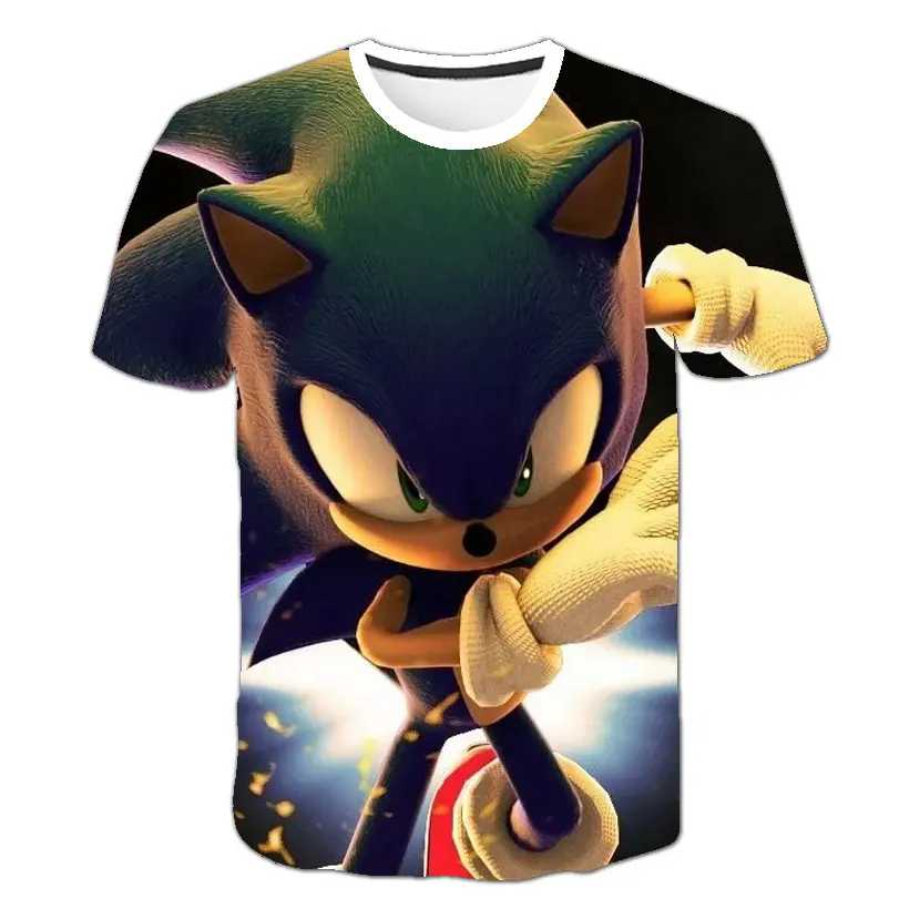 Новое поступление Летняя короткая красивая футболка Sonic для мальчиков футболки