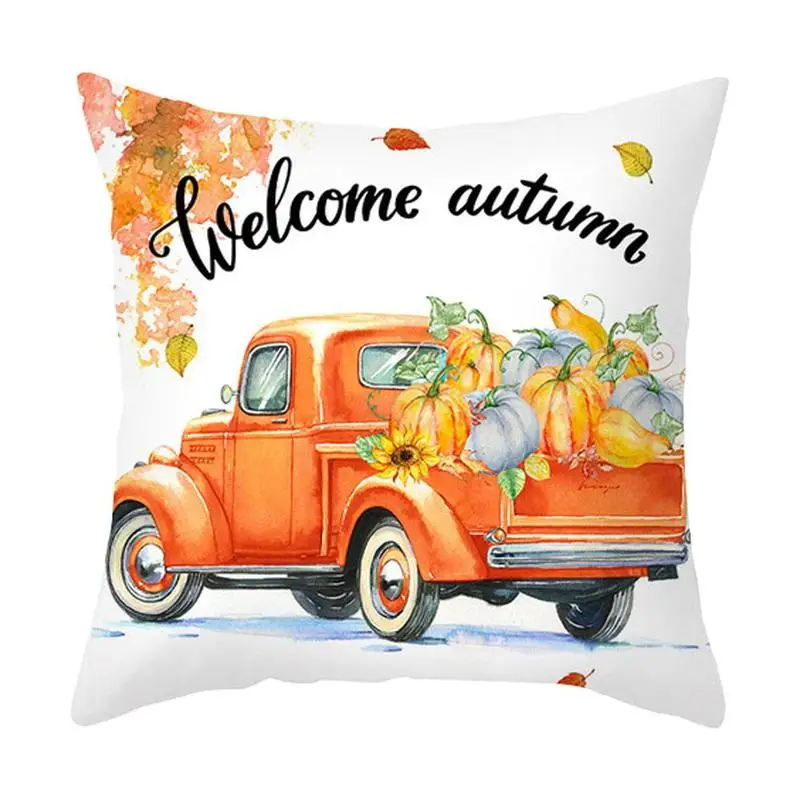 1pc Thanksgiving Autumn Maple Leaf Pumpkin Printed Peach Party Pillowcase Cover Skin Decoration 45*45cm Pillowcase Car Home K8K3