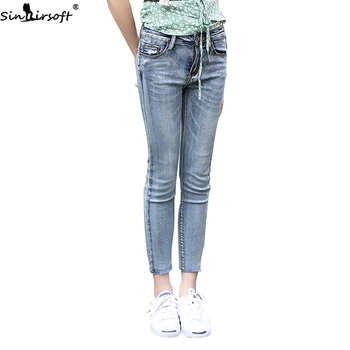 

Autumn New Retro Stretch Slim Thin Points Bottom Waist Jeans Woman Cotton Trend Comfortable White Straight Denim Pants Women