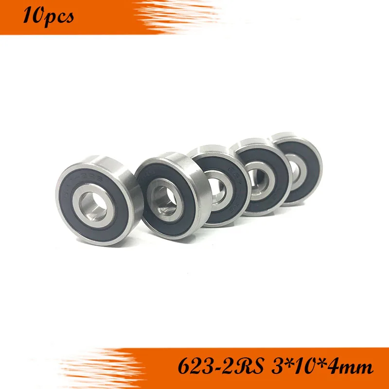 10 PCS Metal Rubber Sealed Ball Bearings 3*10*4 623RS 3x10x4 mm 623-2RS