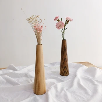 

22x6x3cm simple modern natural wood vase dried flowers fake flower hydroponic plant bottle home decoration ornaments wooden vase