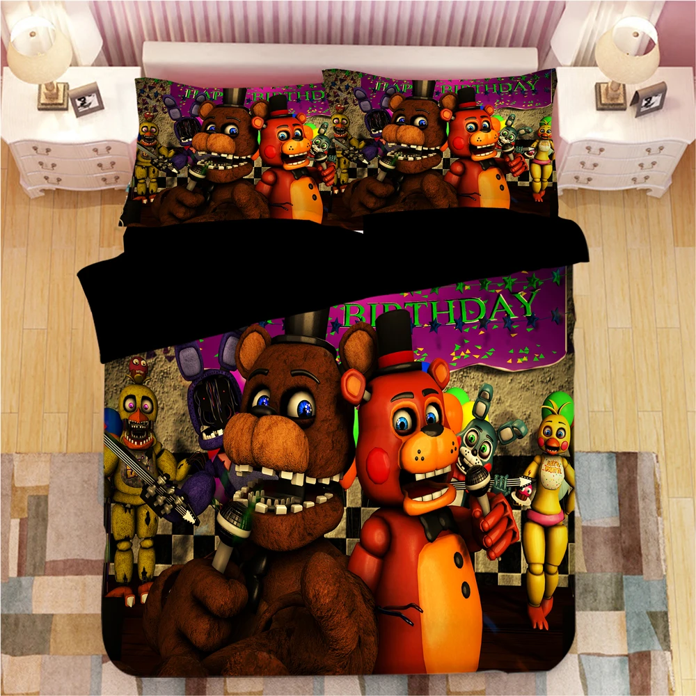 Комплект постельного белья Five Nights at Freddy's с 3D рисунком, пододеяльники, наволочки, игрушечный медведь, одеяло, постельные принадлежности, постельное белье