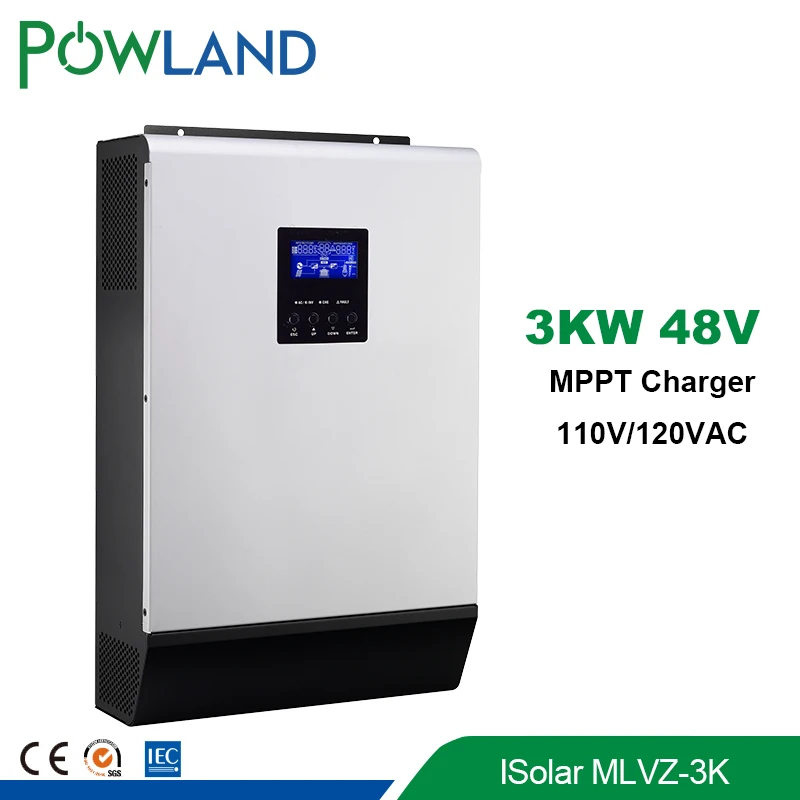 Инвертор солнечной батареи POWLAND 3 кВА кВт 110 в 120 В с 48 80 А MPPT зарядное устройство
