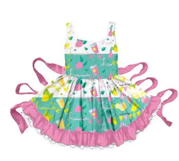 

Summer baby girl twirl dress watermelon print strap children clothing set