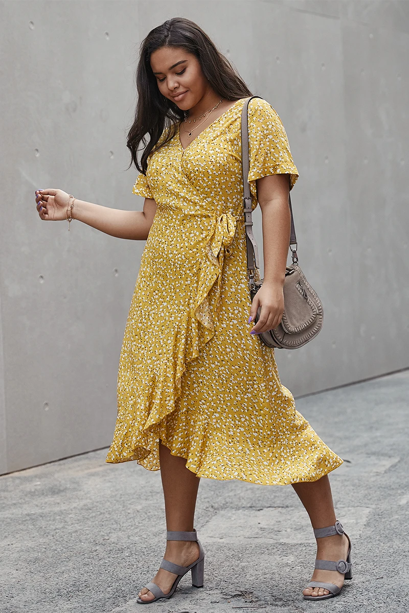 plus size wrap long dresses