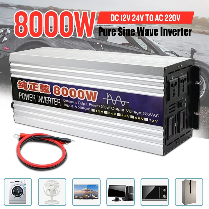 Pure Sine Wave Power Inverter 8000W 6000W 5000W DC12V 24V to AC220V ...