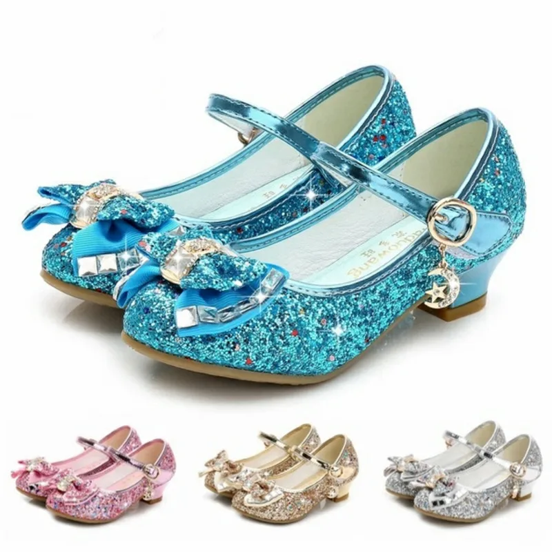 

Butterfly Children Princess Shoes Girls Bowtie Candy Color Hight Heels Slip on Party Dance Sandals For Baby Girls Kids