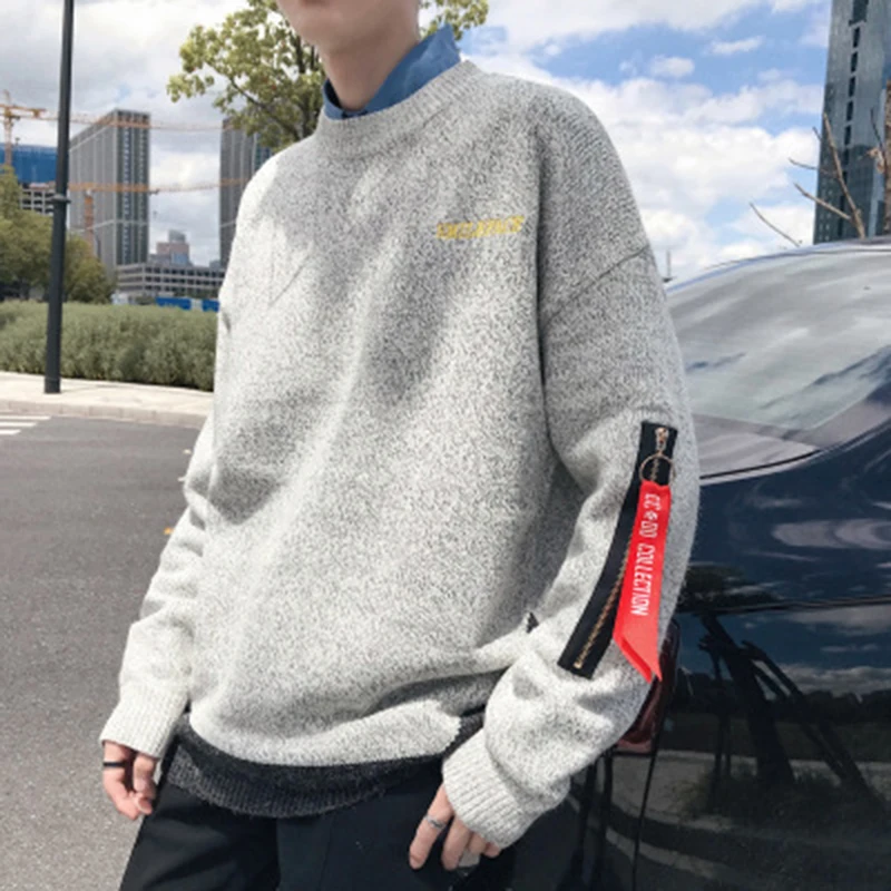 2019 Autumn And Winter New Men's Round Neck Sweater Trend Color Matching Sweater Wild Sweater Men 2019 Autumn And Winter New Men's Round Neck Sweater Trend Color Matching Sweater Wild Sweater Men