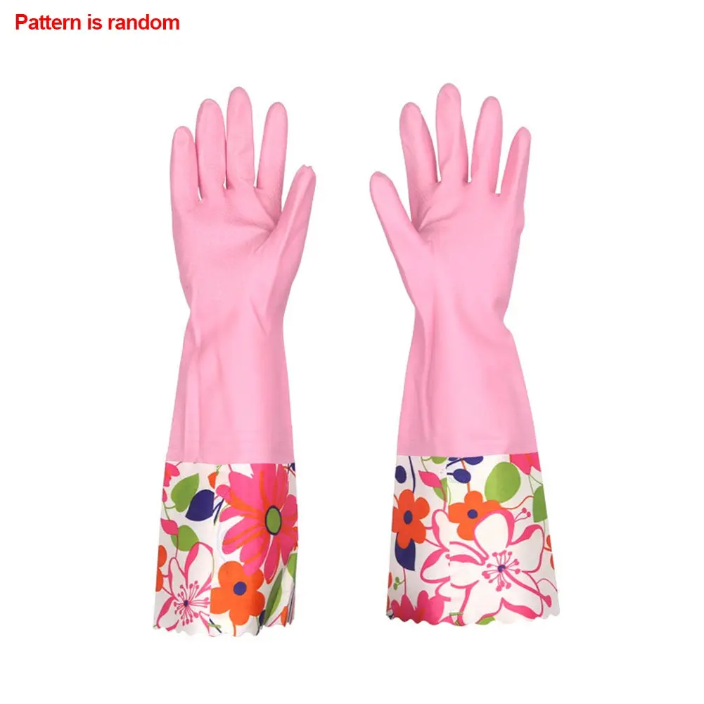 1 пара резиновых цветочных аксессуаров бытовые многофункциональные перчатки для стирки с длинными рукавами нетоксичные средства для мойки посуды Кухня