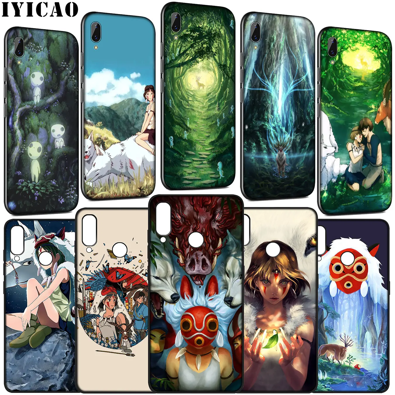 IYICAO Princess Mononoke Soft Silicone Case for Huawei Y9 Y7 Y6 Prime 2019 Honor 20 10 9 9X 8C 8X 8 Lite 7C 7X 7A Pro |