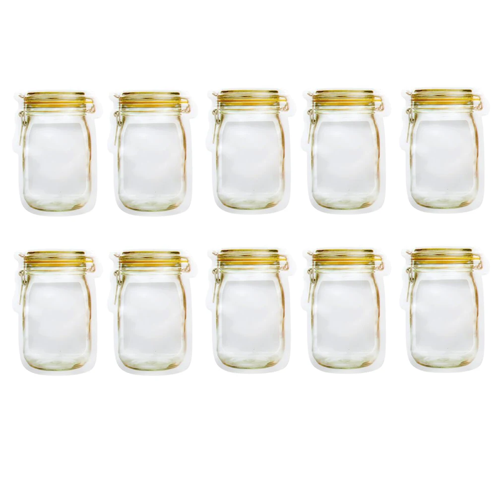 10 шт Mason Jar сумки для хранения продуктов Reclosable Ziplock Treat сумки уплотнительная сумка для хранения продуктов для конфет для печенья, закусок - Цвет: 10.7x15.7cm