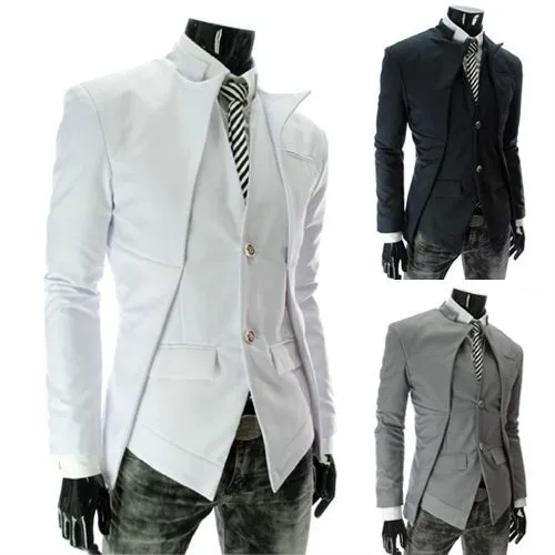 

Nice Men Business Casual Slim Fit Solid Fashion Spring Autumn Korean Style Asymmetrical Design Suit Color Suit For Men M-2XL