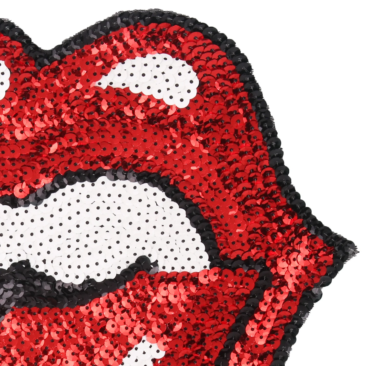 Red Big Mouth Sequin Patches Sew On Clothing Bags Cartoon Embroidery Paste Sewing Supplies DIY Decorative Tongue Appliques EP003