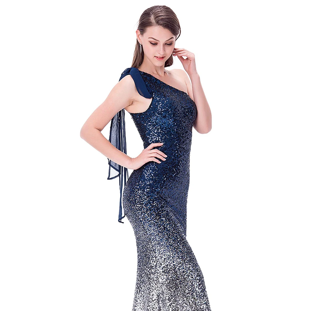 Gradient Evening Dresses With One Shoulder Lace Up Formal Vestido Longo Prom Party Dresses Evening Gowns For Women