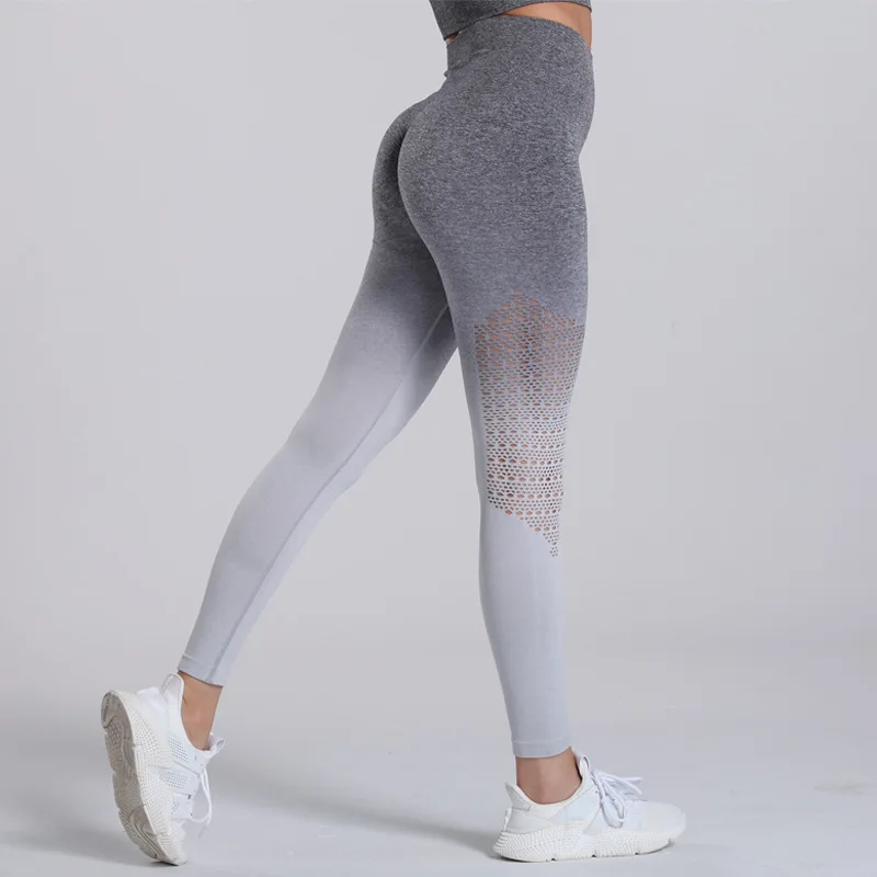 Sports-Leggings Tights Yoga Pants Fitness Strench Workout Ombre Womens Running-Trousers